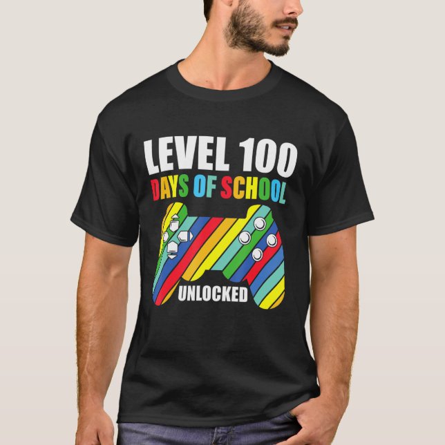  100 Days Of School Gaming Controller Level 100 Un T-Shirt (Front)