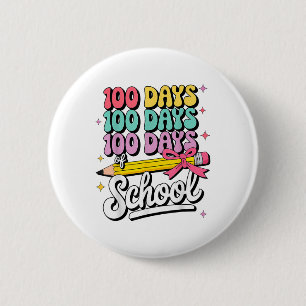 100 Days Of School Girls Coquette Bow 100th Day 6 Cm Round Badge