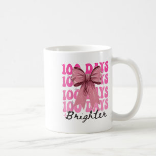 100 Days Of School Girls Coquette Bow 100th Day Coffee Mug