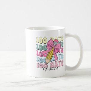 100 Days Of School Girls Coquette Bow 100th Day Coffee Mug