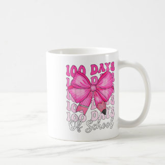 100 Days Of School Girls Coquette Bow 100th Day Coffee Mug