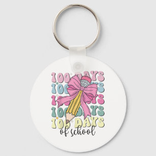 100 Days Of School Girls Coquette Bow 100th Day Key Ring