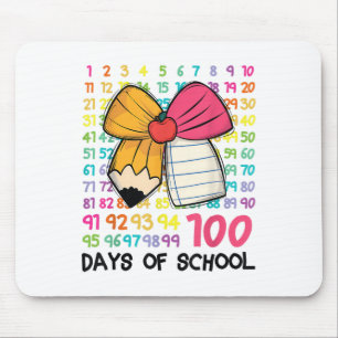 100 Days Of School Girls Coquette Bow 100th Day Mouse Mat
