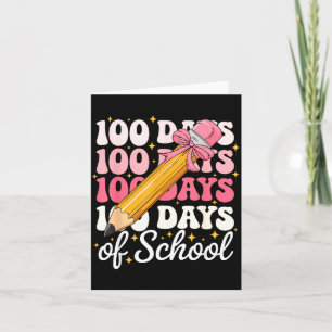100 Days Of School Girls Coquette Bow 100th Day Of Card