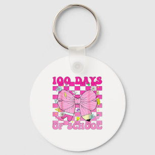 100 Days Of School Girls Coquette Bow 100th Day Of Key Ring