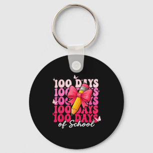 100 Days Of School Girls Coquette Bow 100th Day Of Key Ring