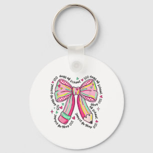 100 Days Of School Girls Coquette Bow 100th Day Of Key Ring