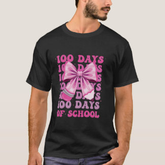 100 Days of School Girls Coquette Bow 100th Day Of T-Shirt