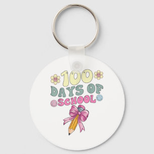 100 Days Of School Girls Coquette Bow 100th Days Key Ring