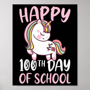 100 Days Of School Girls Happy 100th Day Of School Poster