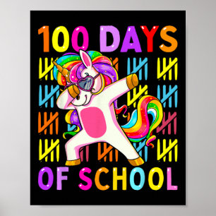 100 Days Of School Girls Kids Unicorn Lover  Poster