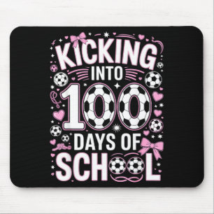 100 Days Of School Girls Soccer Coquette Bow Pink Mouse Mat
