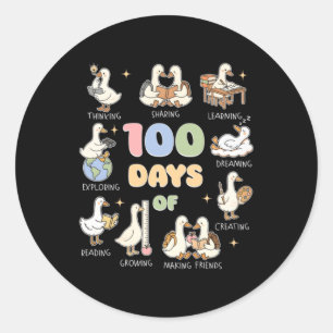 100 Days Of School Goose Teacher Classic Round Sticker
