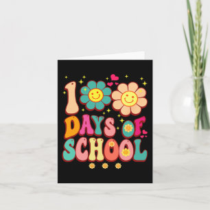 100 Days Of School Groovy Retro 100th Day Teacher  Card