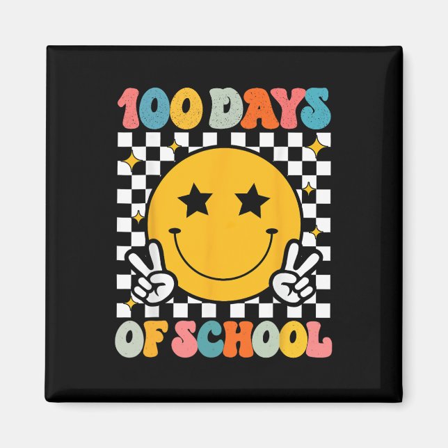 100 Days Of School Groovy Smile Face  Magnet (Front)
