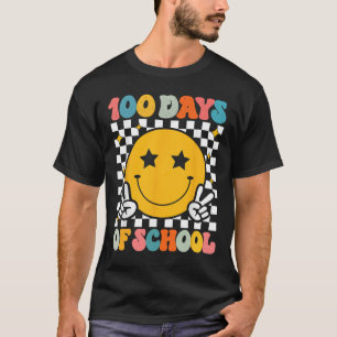 100 Days Of School Groovy Smile Face T-Shirt