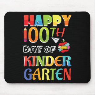 100 Days Of School Happy 100th Day Of Kindergarten Mouse Mat