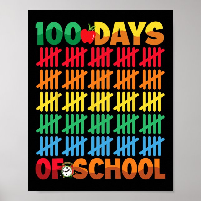 100 Days Of School Happy 100th Day Of School Teach Poster (Front)
