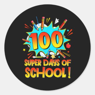 100 Days Of School Happy 100th School Days Superhe Classic Round Sticker