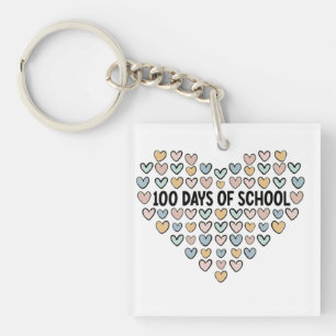 💖 100 Days of School Heart Design Key Ring