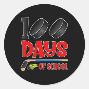 100 Days of School Hockey Student Kids Teacher Classic Round Sticker