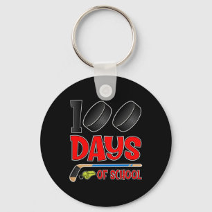 100 Days of School Hockey Student Kids Teacher  Key Ring