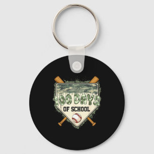 100 Days Of School Home Plate Camo Baseball Drippi Key Ring