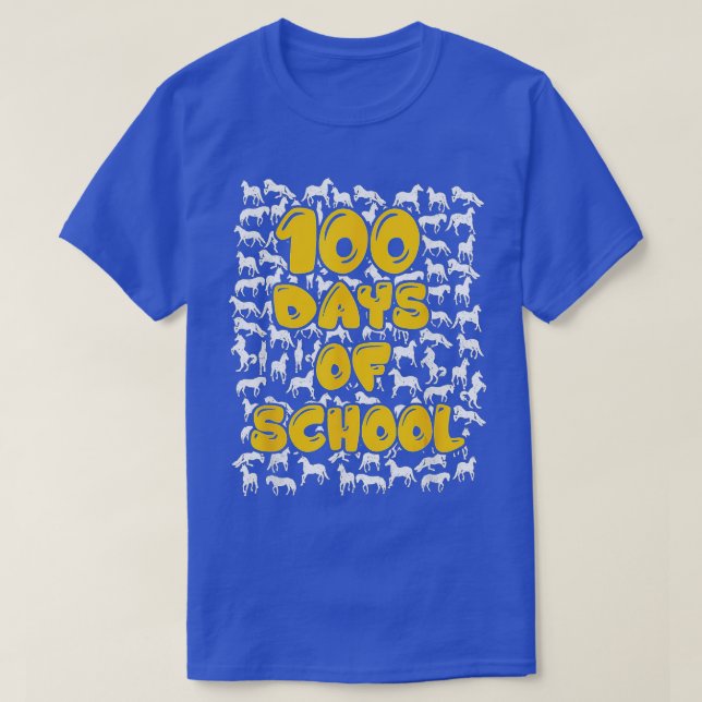 100 Days of School horse mustang mascot  T-Shirt (Design Front)