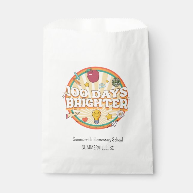 100 Days of School Hundred Days 100th Groovy Favour Bags (Front)