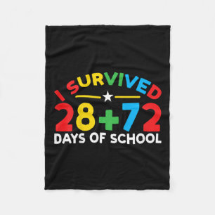 100 Days Of School I Survived 28 + 72 Days Of Scho Fleece Blanket