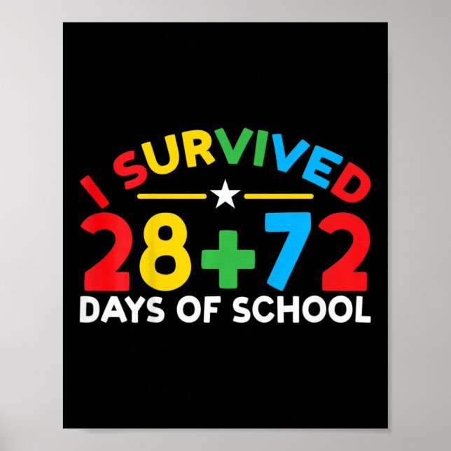 100 Days Of School I Survived 28 + 72 Days Of Scho Poster (Front)