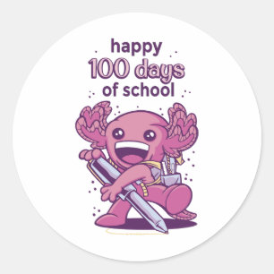 100 days of school invitation classic round sticker