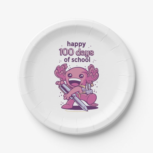 100 days of school invitation paper plate (Front)