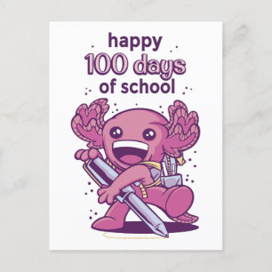 100 days of school invitation postcard
