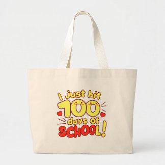 100 Days of School Kawaii Style Design  Large Tote Bag