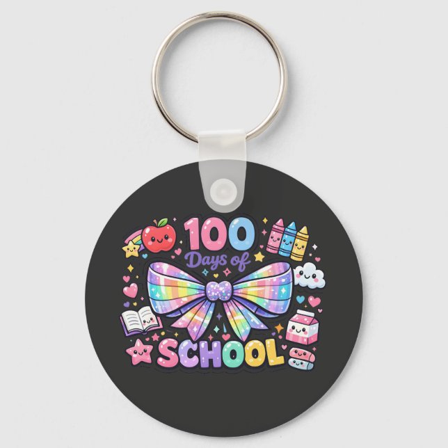 100 Days Of School  Key Ring (Front)