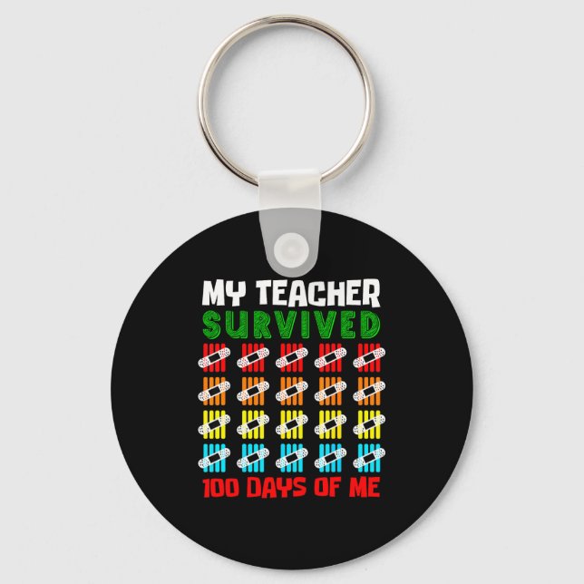 100 Days Of School Kids 100th Day Of School Costum Key Ring (Front)