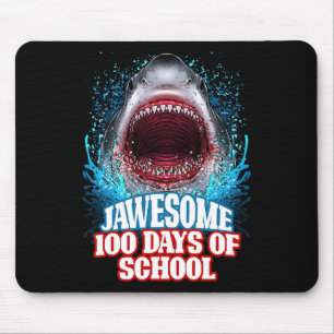 100 Days Of School Kids Adults Great White Shark Mouse Mat