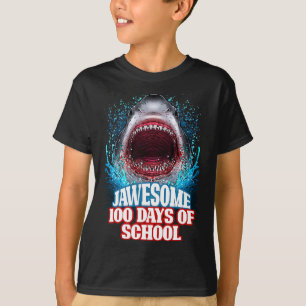 100 Days Of School Kids Adults Great White Shark T-Shirt
