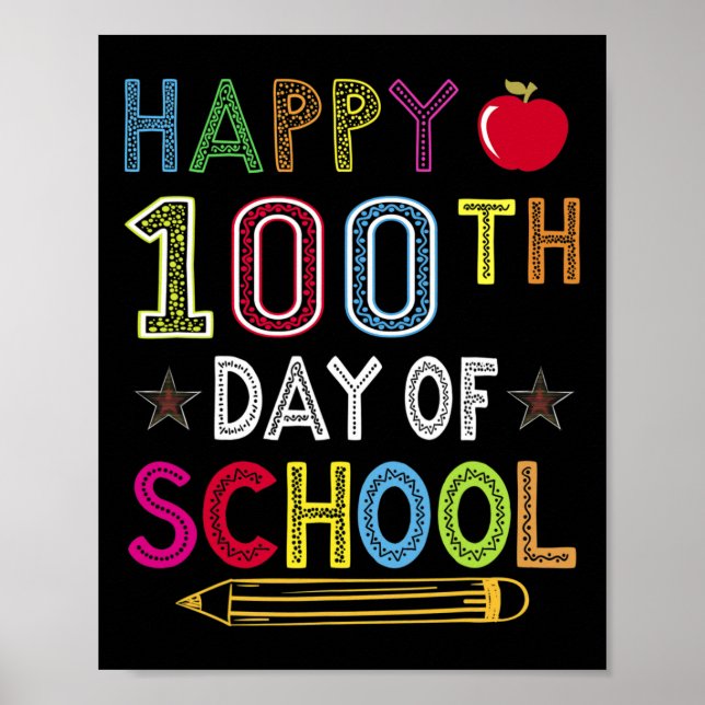 100 Days Of School Kids Gift For Student  Poster (Front)