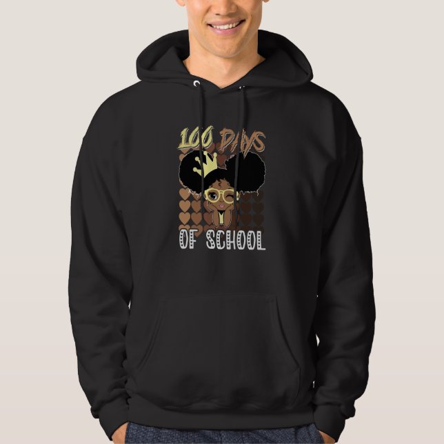 100 Days Of School Kids Girl Black African America Hoodie (Front)