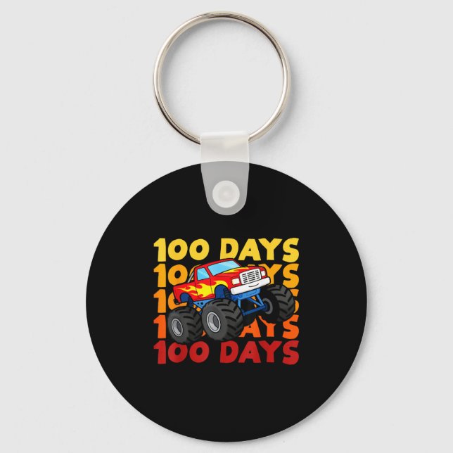100 Days Of School Kids Monster Truck Boys And Gir Key Ring (Front)