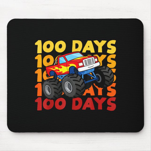 100 Days Of School Kids Monster Truck Boys And Gir Mouse Mat (Front)