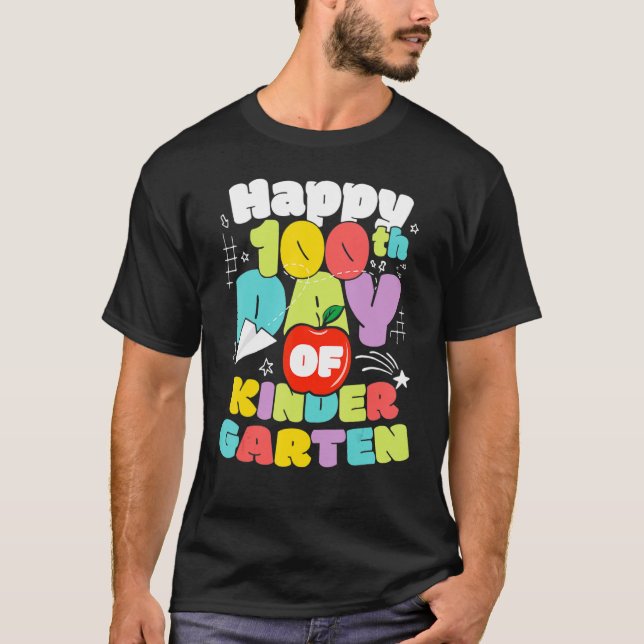 100 Days Of School Kindergarten Brighter Teacher A T-Shirt (Front)