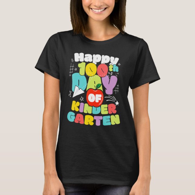 100 Days Of School Kindergarten Brighter Teacher A T-Shirt (Front)