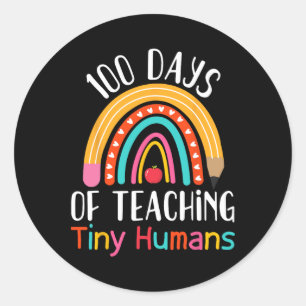 100 Days Of School Kindergarten Preschool Pre K Te Classic Round Sticker