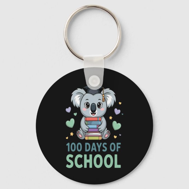100 Days Of School Koala Student Teacher Key Ring (Front)