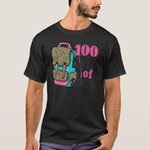100 Days Of School Leopard Backpack Happy 100th Da T-Shirt