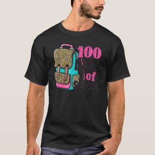 100 Days Of School Leopard Backpack Happy 100th Da T-Shirt