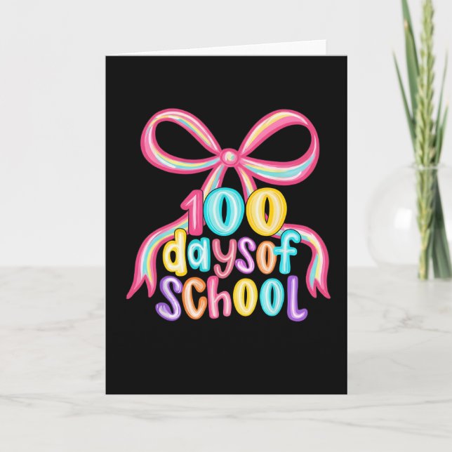 100 Days of School Leopard Bow Pencil  Card (Front)